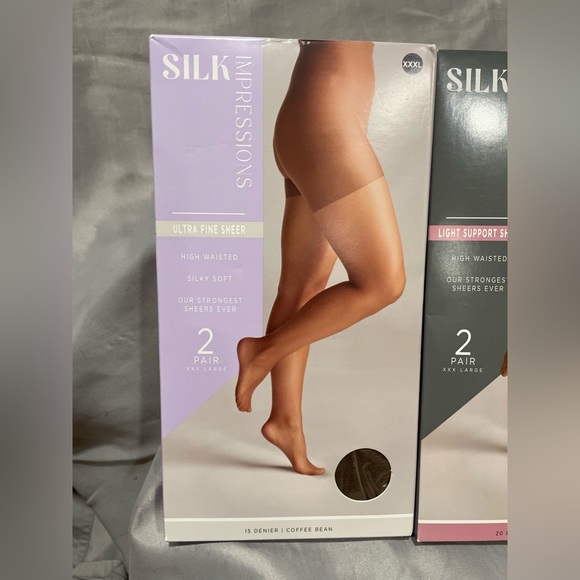 NWT Silk Impressions Sheer Pantyhose XXXL 3pks included-2 pair each pk - Picture 6 of 10